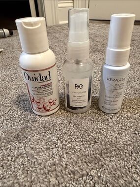 Ouidad + R+Co + KeraSilk Hair Care Trio - gel, dry shampoo, taming balm